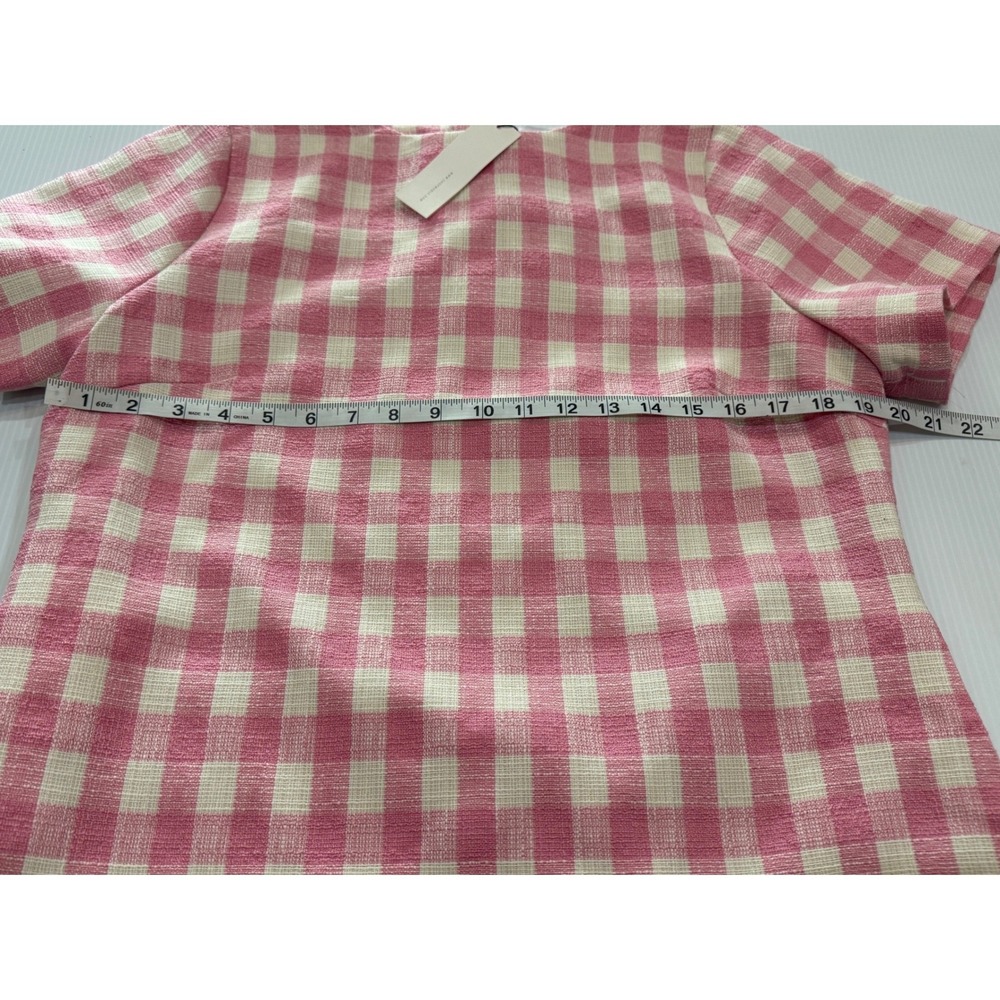 Mable Pink Gingham Scalloped Hem Mini Dress MD5410 Short Sleeve Tweed Check - Picture 8 of 9